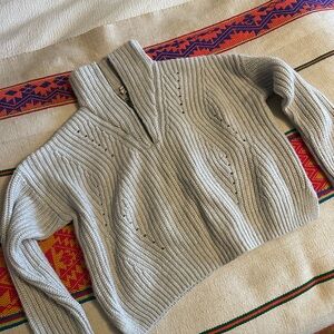 Madewell Light Gray Quarter zip Sweater